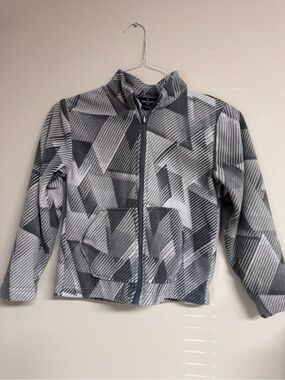 Eddie Bauer Gray & White Geometric Kids Fleece Jacket